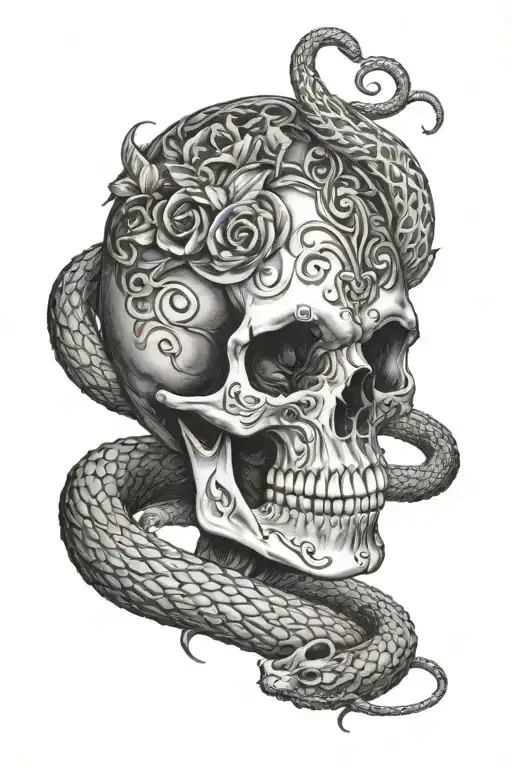 Gothic Skull And Snake