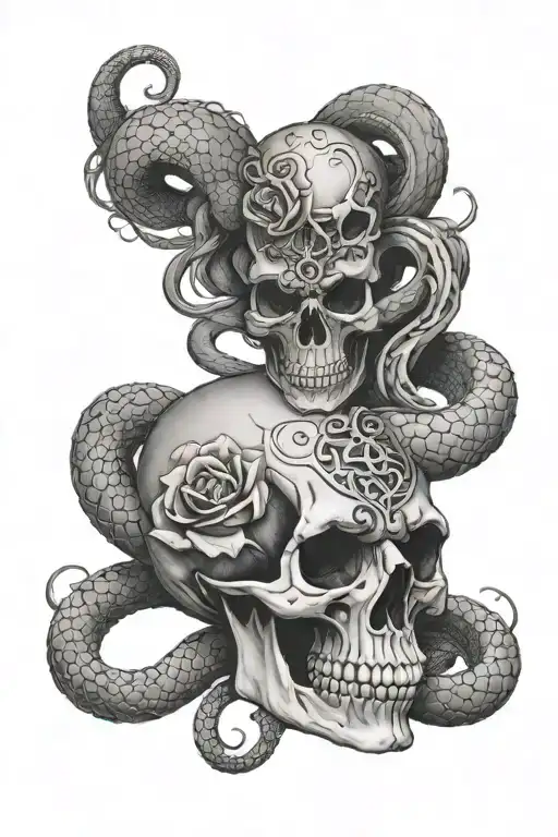 Gothic Skull And Snake
