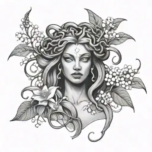 Medusa Holding And Looking At A Lily Of The Valley
