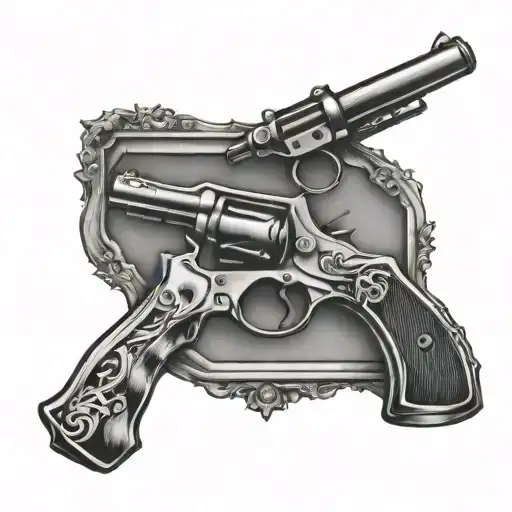 Guns Inside A Black Frame