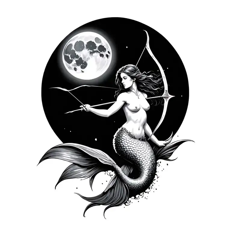 Mermaid Shooting An Arrow At The Moon
