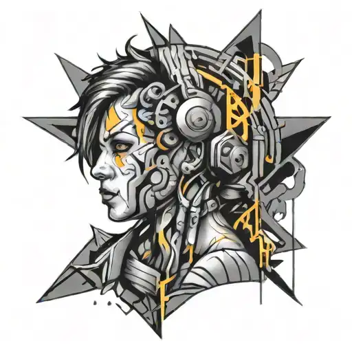 A Bdsm-themed Tattoo Incorporating Neon Colors And Abstract Art Elements