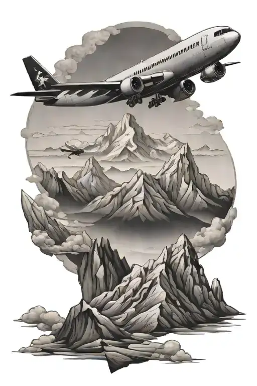 An Airplane Flying Through The Mountains Inside