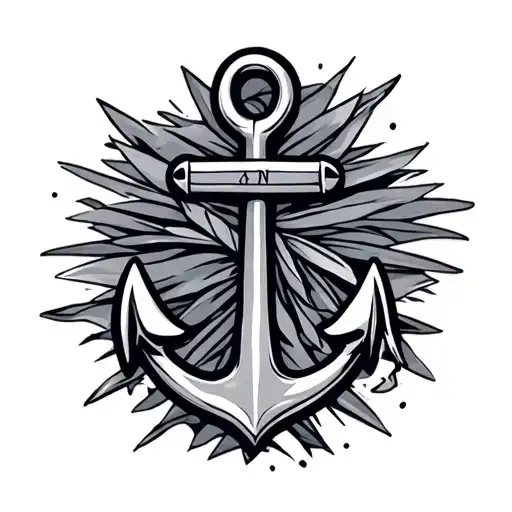 An Anchor With The Initial To Minimalist Tattoo Design Featuring