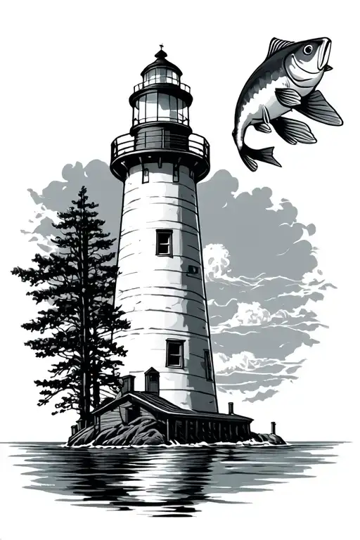 Port Elgin Lighthouse With Fish Jumping