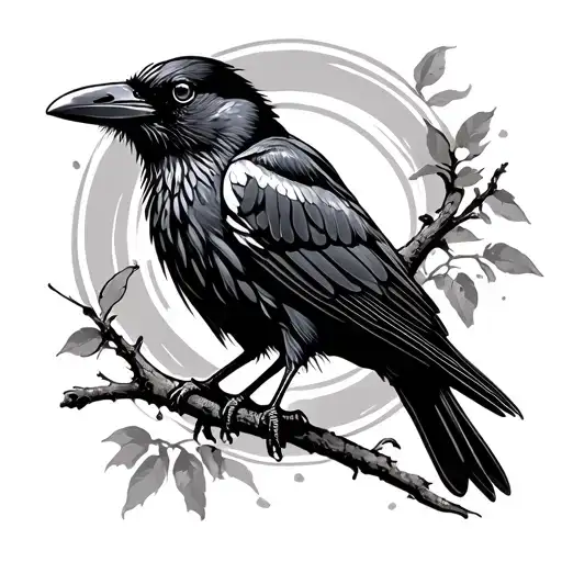 Crow Black And White Drawing