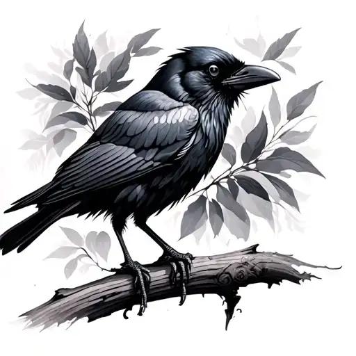 Crow Black And White Drawing
