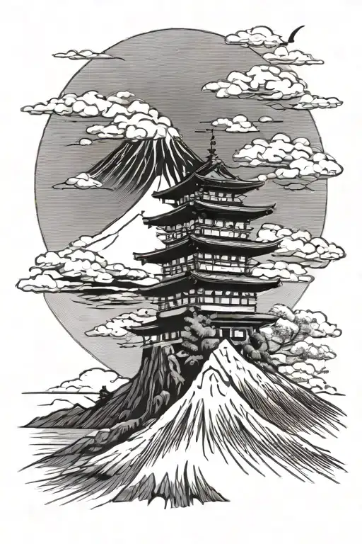 Mount Fuji Background Black