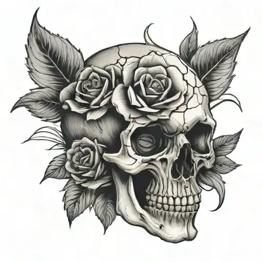 Skull An Rose Beautifully Broken