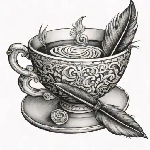 Feather Pen In A Teacup