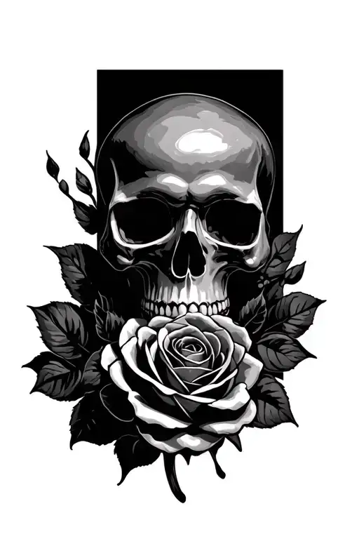Scull Hand And Rose