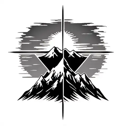 God Is Greater Than The Highs And Lows Symbol Overlayed On Mountains