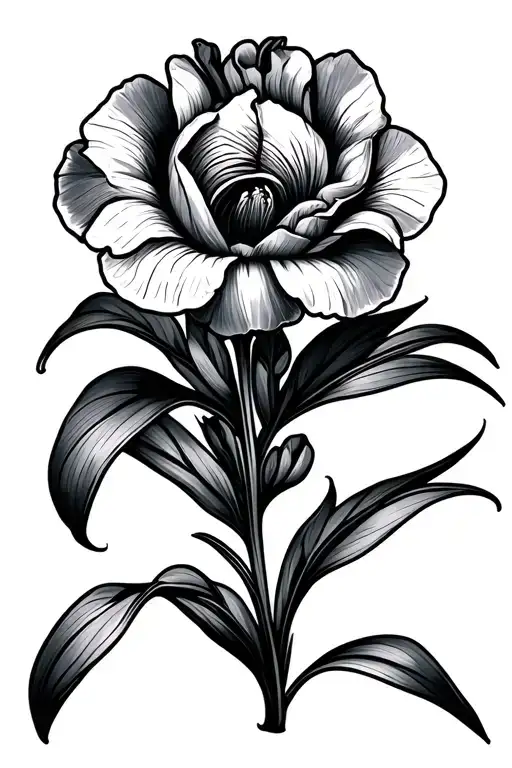 Thin Line Tattoo With An Iris Flower
