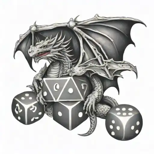 Slayed Dragon With Dungeon And Dragons Dice