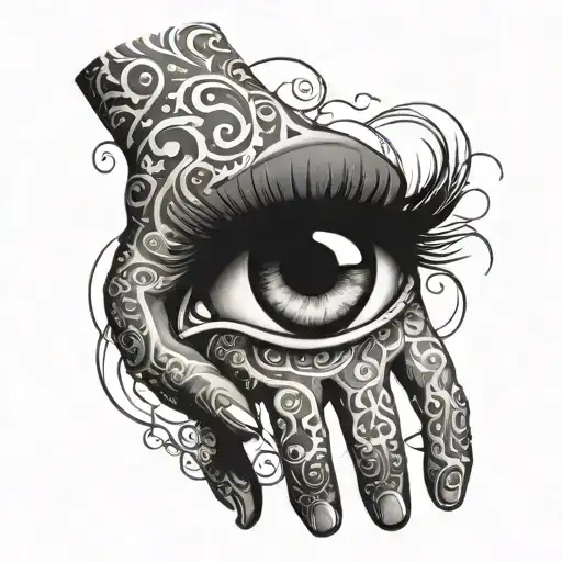 Creepy Hand With Eye Dark Ornament Tatoo