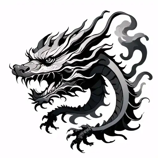 Chinese Dragon With Smoke And Wind Body