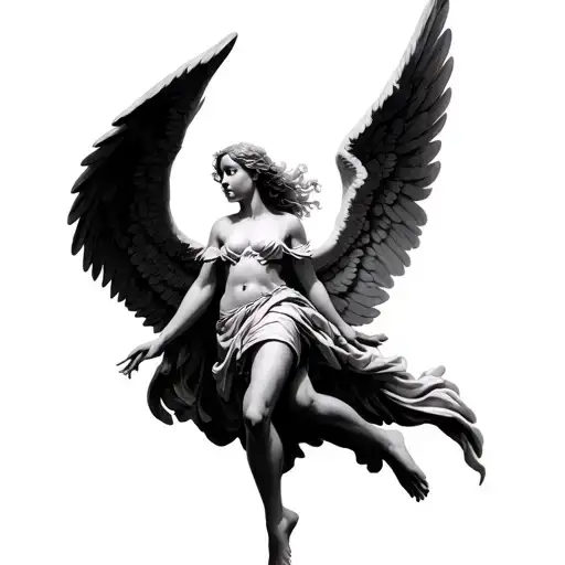 Angel Falling With Open Wings
