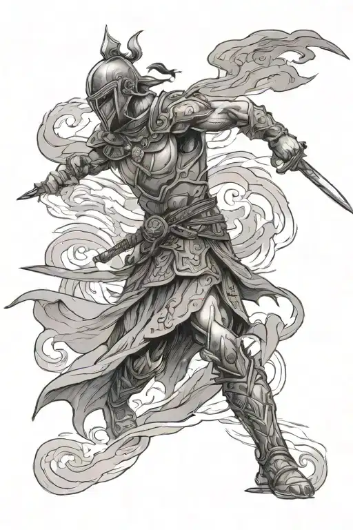 Warrior Walking Through A Valley Of Shadow