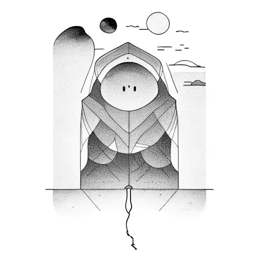 A Person Watching Sunset And Shadow Of 4 People Is Being Casted On The Cliff