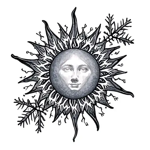 Sun Which Merges With A Snowflake