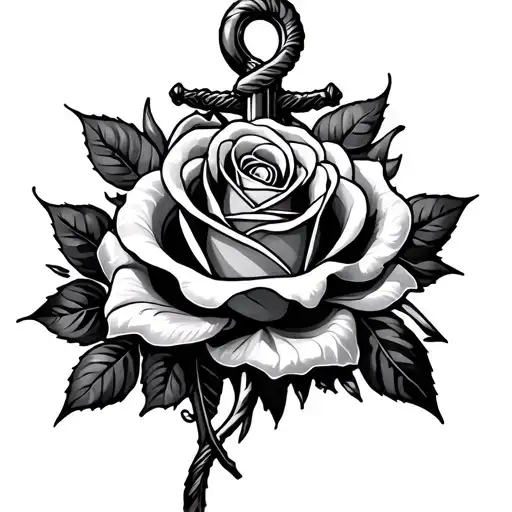 Rose And Anchor Intertwined