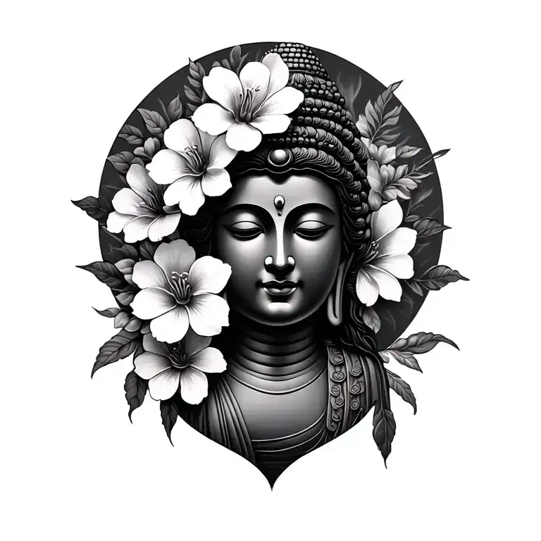 Lady Buddha And Flor De Maga Flowers