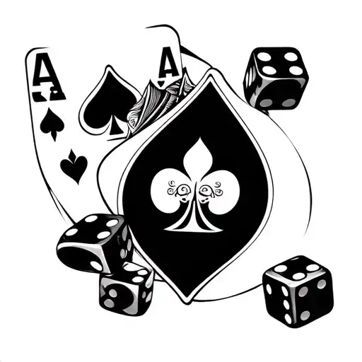 Poker Cards And Dice Symbolizing The Gamble
