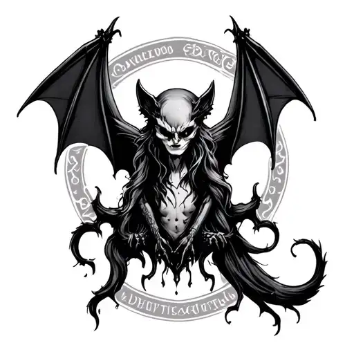 Gothic Bat Tramp Stamp Type Tattoo Like