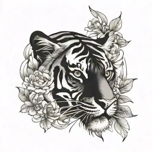 Tiger And Flowers Coming