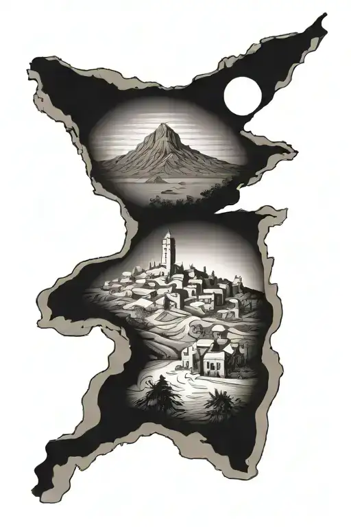 Mountain And The Mount Of Beaitudes Building With The Sea Of Galilee And Jesus Walking