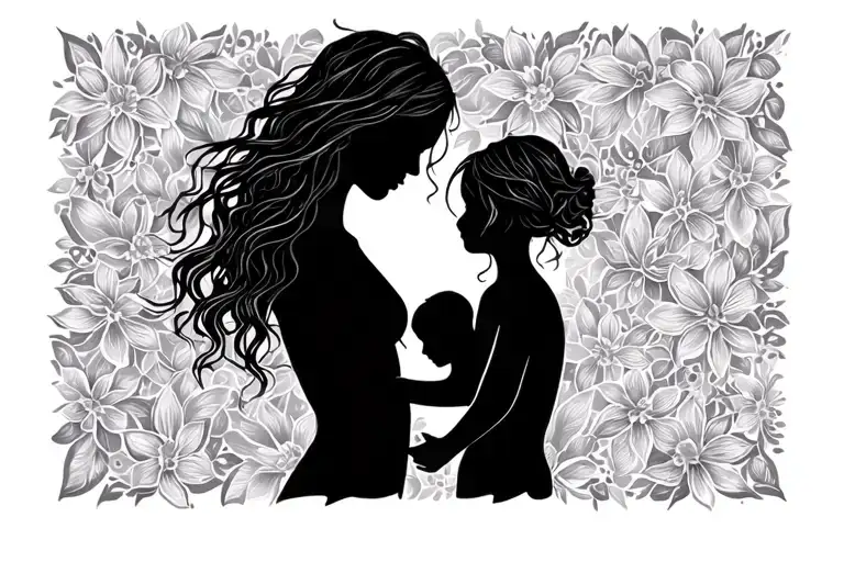 Mother And Child Silhouette