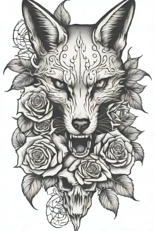 Fox Skull And Roses