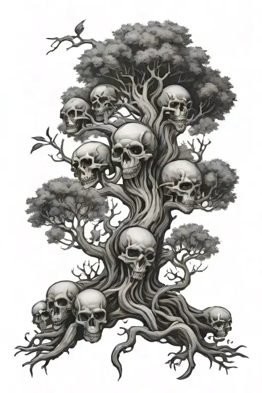 Tree Of Life Tree With Skulls In Roots