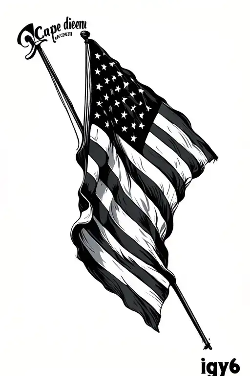 Carpe Diem Script Text 'Igy6' Us Flag Downward