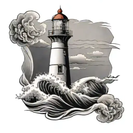 Lighthouse With A Wave