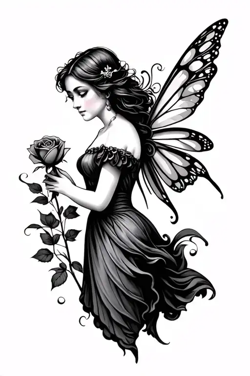 Fairy Holding A Rose