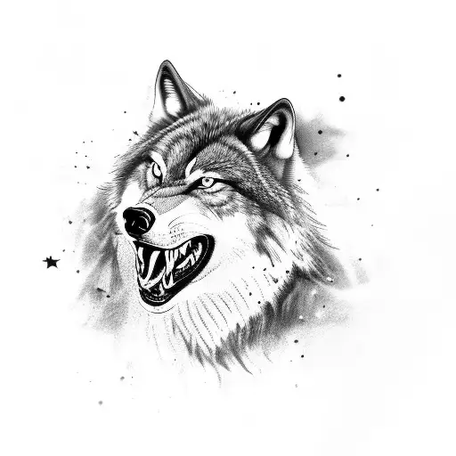 A Fierce Wolf Howling Against The Backdrop Of The American Flag