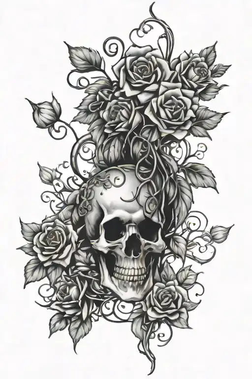 Skeleton Growing Flowers & Vines