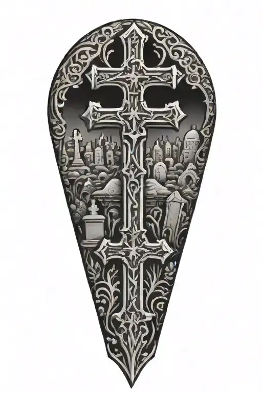 Gravestones Cemetry With Crosses