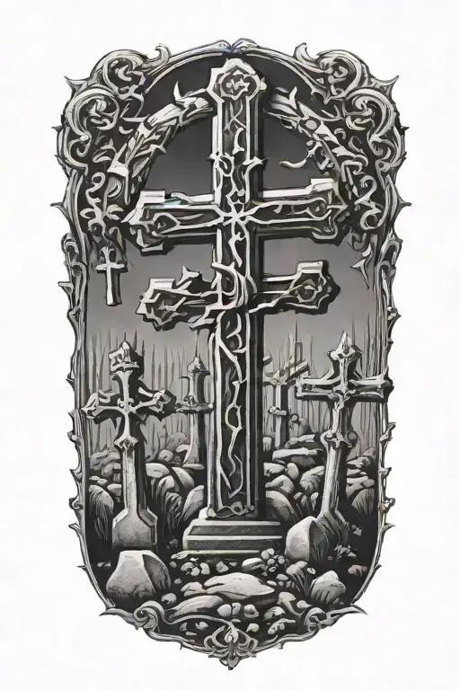 Gravestones Cemetry With Crosses