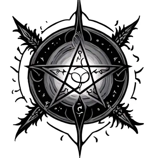 The Wicca Symbol With All 5 Element's Below It