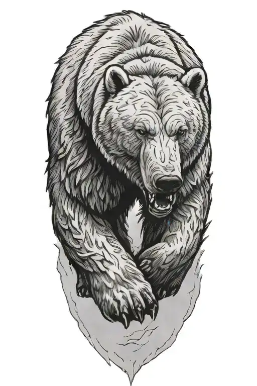 Angry Polarbear Walking In Snow