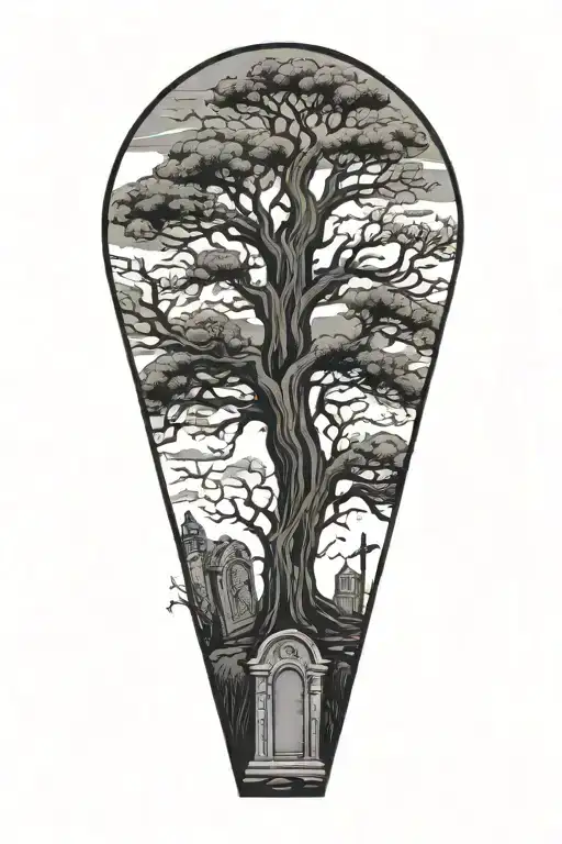 Gravestones Cemetry Hanging Tree Ghost Mausoleum Spooky Haunted