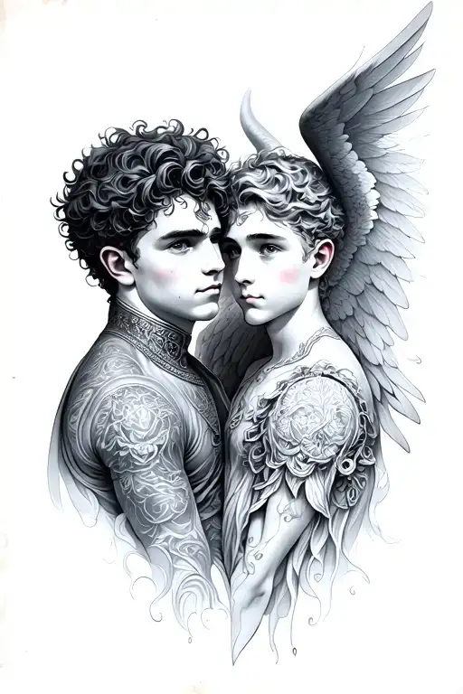 Twin Brothers One Side Human The Other Angel Older