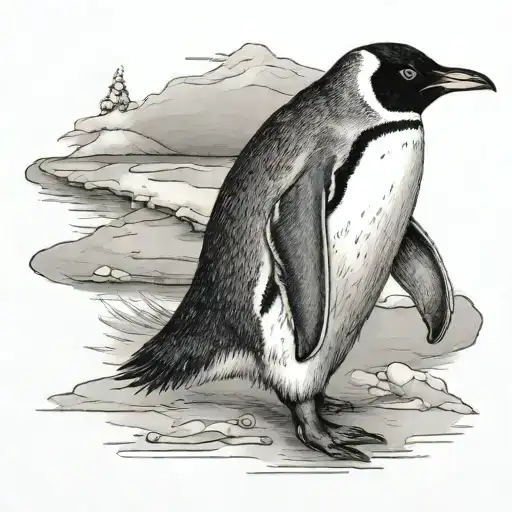 Penguin Walking In Snow