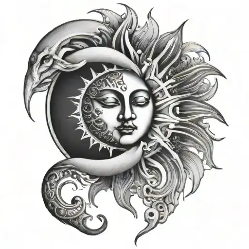 Sun And Moon Merging Together