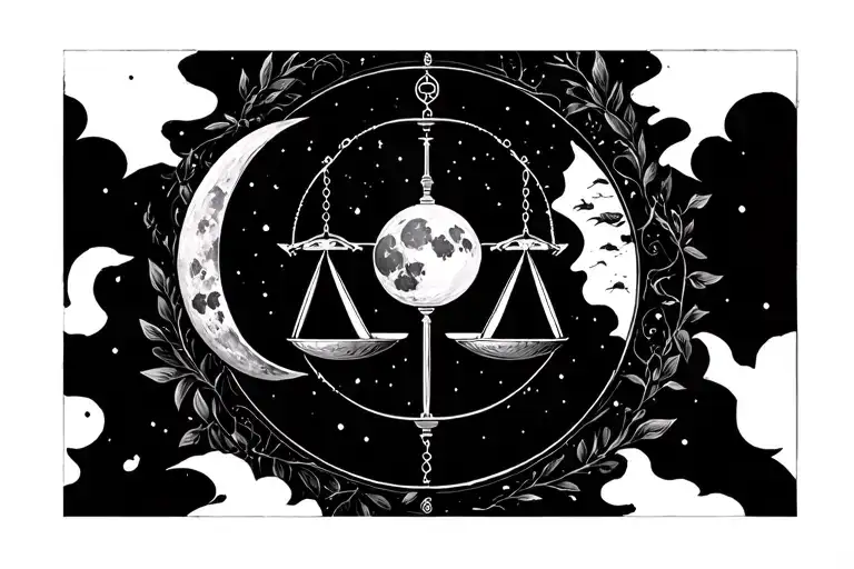 Libra And Moon Surrounded