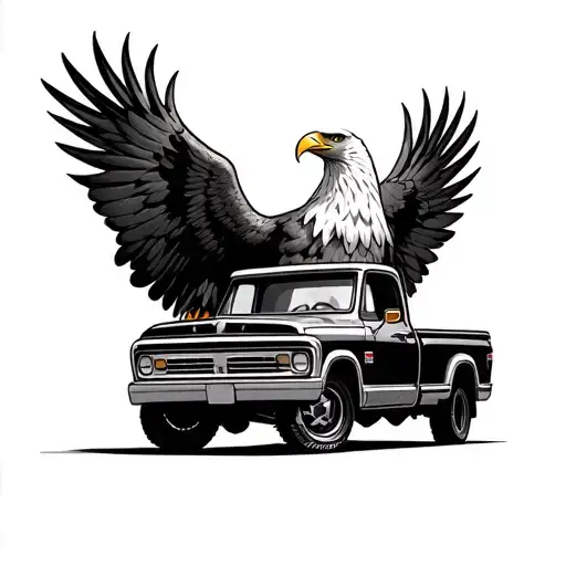 Pickup Truck And Eagle
