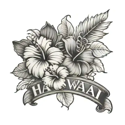 Hawaii Themed Tattoo With The Names London And Ryder