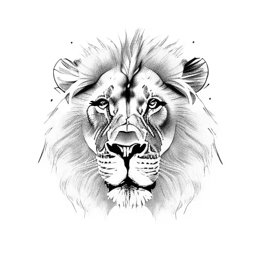 Lion And Lioness With 5 Cubs